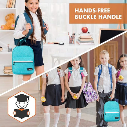 opux Lunch Box for Girls Boys Kids, Insulated Leakproof Lunch Bag, Reusable Teen Lunch Boxes for School, Medium Large lunchbox for Women Men Adult for Work with Front Back Pocket (Teal Blue)