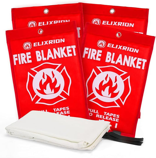 Emergency Fire Blanket 4 Pcs, 40" x 40" Fiberglass Suppression Blanket Portable Fire Extinguisher Blanket for Kitchen, Retardant Protection Emergency Safety Blanket for Home Car and Camping