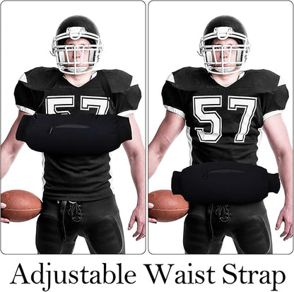 2 Pcs Football Hand Warmer with Zipped Pocket and Adjustable Waist Strap Lightweight Unisex Handwarmer Reusable Hand Muff Pouch for Cold Weather Baseball Hiking Camping, Black