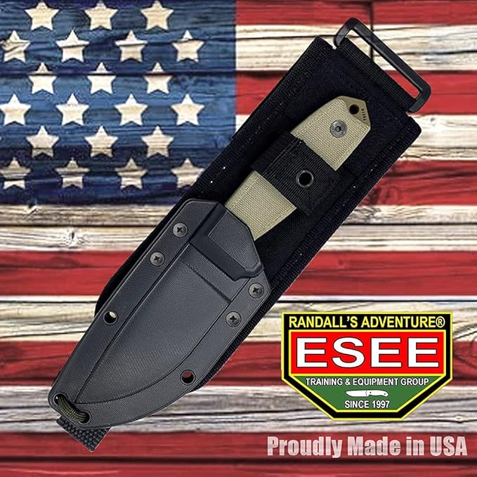 ESEE Knives 3P-MB Fixed Blade Knife w/Molded Polymer Sheath & MOLLE Back (Dark Earth Blade/Black Sheath)