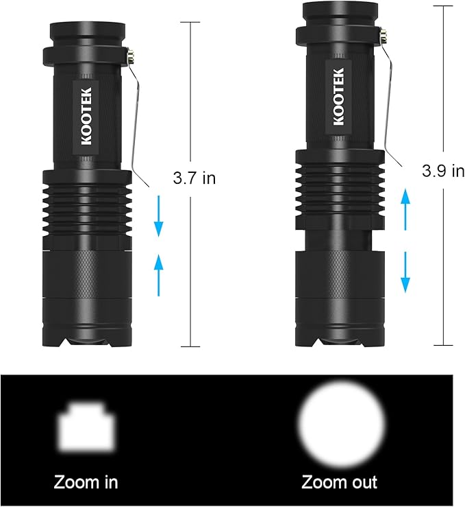Kootek Mini LED Flashlights Pocket Pen Flashlight 5 Pack Ultra Bright 300 Lumens Handheld Flashlights Adjustable Focus Small for Kids Child Camping Cycling Hiking Emergency Torch Light