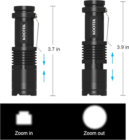 Kootek Mini LED Flashlights Pocket Pen Flashlight 5 Pack Ultra Bright 300 Lumens Handheld Flashlights Adjustable Focus Small for Kids Child Camping Cycling Hiking Emergency Torch Light