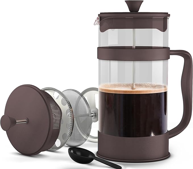 Utopia Kitchen 34 Ounce 1 Liter French Press Coffee Maker, Tea Maker, Travel Coffee Presses, Heat Resistant Thickened Borosilicate Coffee Pot for Camping Travel Gifts, Deep Taupe Pack of 1