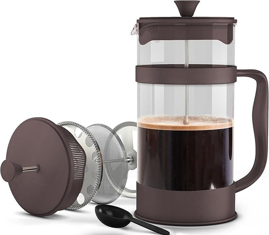 Utopia Kitchen 34 Ounce 1 Liter French Press Coffee Maker, Tea Maker, Travel Coffee Presses, Heat Resistant Thickened Borosilicate Coffee Pot for Camping Travel Gifts, Deep Taupe Pack of 1