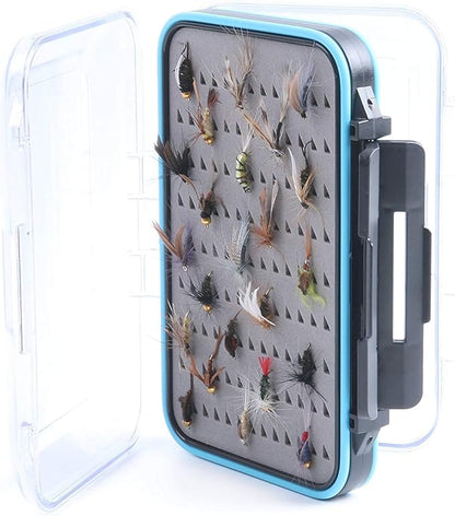 M MAXIMUMCATCH Maxcatch Fly Box Two Sided Waterproof Jig Fly Fishing Boxes for Dry Wet Nymph Flies 4 Sizes Clear Lid