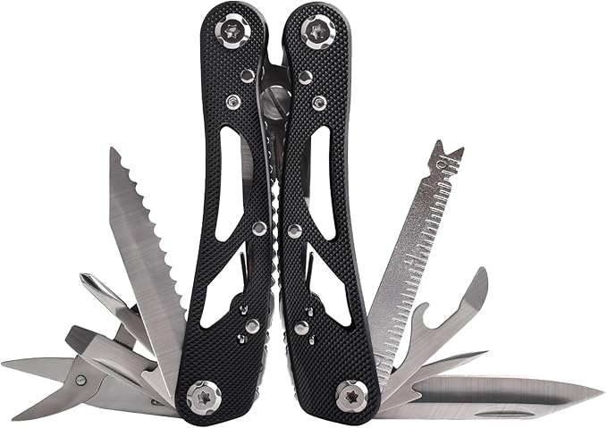 Kaba 12-in-1 Multitool Pliers of Fishing Tools, Professional Stainless Steel Multitool Pliers,Pocket Knife,Bottle Opener,Apply to Survival,Camping, Hunting and Hiking DIY Gifts for Men