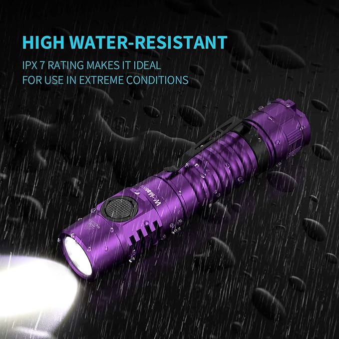 Wurkkos FC11 Powerful Little Flashlights 90CRI Maximum Output 1300LM EDC Torch,IP67 Waterproof Flashlight,Magnetic Tailcap,Great for Walking Home Use(Purple-5000K)