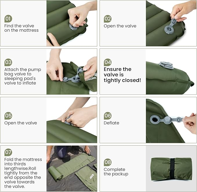 OneTigris Jade Sleeping Pad for Camping, 2.8 R-Value, 3 Season 72cm Extra-Wide Inflatable Backpacking Hiking Motorcycling Sleeping Mat Air Bed with Patch-up Kit
