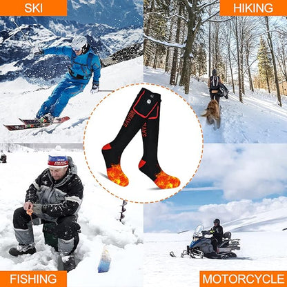 Heated Socks for Women and Men, 7.4v Rechargeable Battery Operated Socks Washable Electric Heated Foot Warmer Coolmax Socks for Hiking Camping Skiing Fishing Hunting Mountaineering