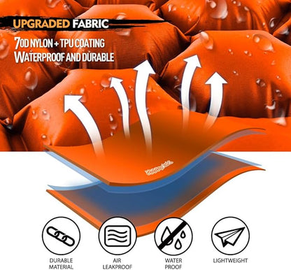 ZOOOBELIVES Ultralight Sleeping Pad with Pillow– Inflatable Camping Mat for Backpacking, Traveling and Hiking, Compact and Portable Multiple Color Options