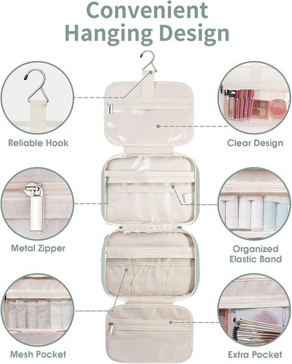 Travel Toiletry Bag for Women Large Hanging Makeup Bag Organizer Toiletries Bag for Full Size Essentials Accessories Cosmetics (Mint Green (Large))
