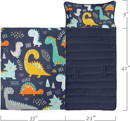Space Nap Mat - Space Ship Galaxy Sleeping Bag with Removable Pillow - Daycare and Sleepovers Preschool Kindergarten Bedding Set for Kids Toddler Boys Girls