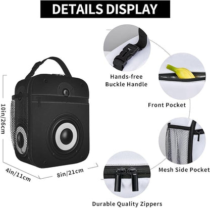 Music Lunch Bag Insulated Reusable Lunch Box Thermal Cooler Tote For Men Women Work Travel Picnic Hiking