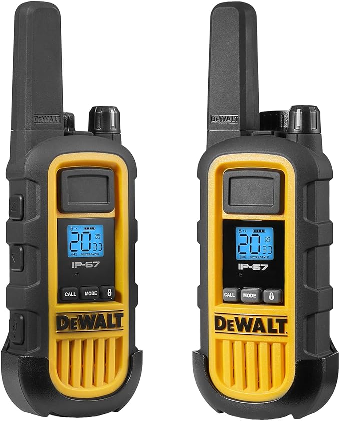 DEWALT DXFRS800 Bundle 2W Walkie Talkies Heavy Duty Business Two-Way Radios, 6 Pack with 6 Headsets Plus Gang Charger (DXFRS800BCH6-SV1)