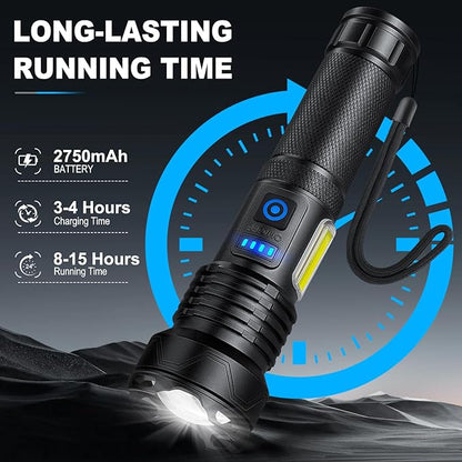 Rechargeable Flashlights High Lumens, 990,000 Lumen Super Bright Powerful Flashlight with 7 Modes, Waterproof Led Flash Light for Home Camping Hiking