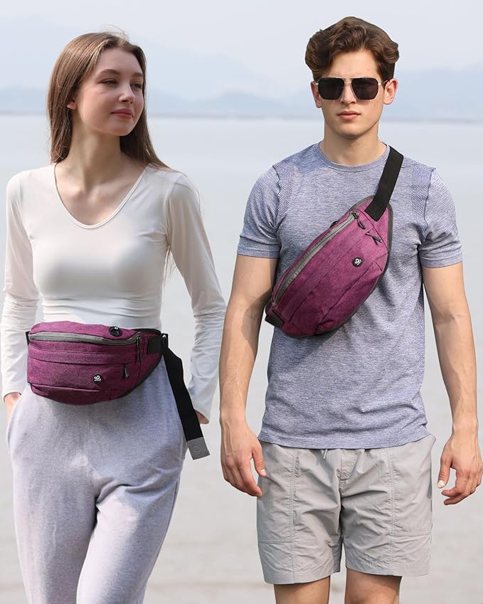 WATERFLY Fanny Pack for Men Women Water Resistant Large Hiking Waist Bag Pack Carrying All Phones for Running Walking Traveling