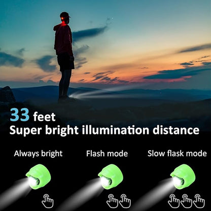 RAHAN Rechargeable Headlights for Croc 2pcs,Flashlights Attachment for Crocs, LED Shoes Light with 3 Light Modes for Dog Walking, Camping, Running, Suitable for Adults Kids, Green