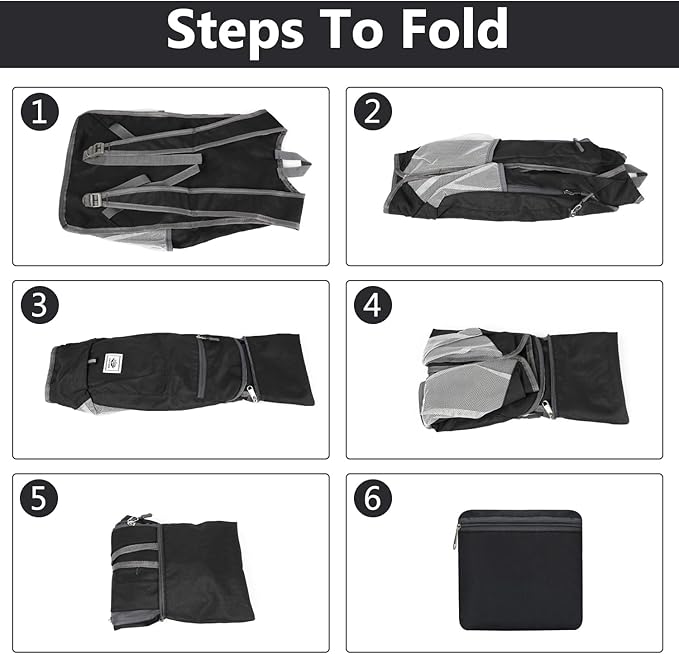 15L Lightweight Hiking Backpack Foldable Small Travel Backpack Packable Camping Backpack for Women Men (Black)
