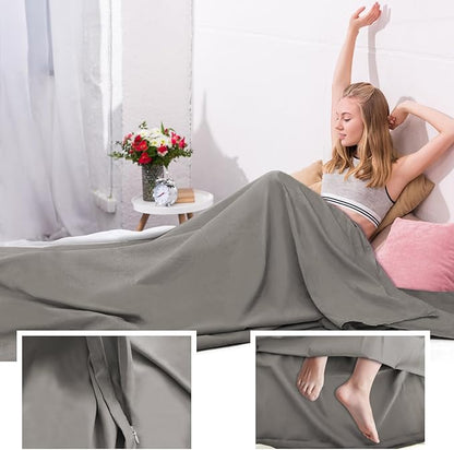 Sleeping Bag Liner,Travel Sheet & Adult Sleep Sack, Camping Sheets Travel Sleep Sack for Backpacking,Hotels & Hostels -Lightweight Single &Double Travel Sheet Camping Sheets
