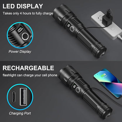 Rechargeable Flashlights High Lumens, 990,000 Lumens Super Bright led Flashlight with 5 Modes, IPX7 Waterproof, Powerful Handheld Flash Light for Home Camping Emergency