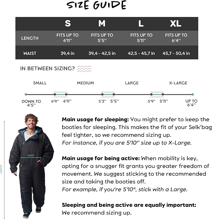 Selk'bag Original Wearable Sleeping Bag - Outdoor & Indoor Sleeping Bags - Sleeping Bag Suit - Temp Rating 35 to 44 Degrees F