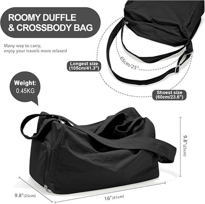 Small Gym Bag with Shoe Compartment, Workout Sport Duffle Bag for Women Travel, Waterproof Shoulder Overnight Bags Lightweight Carry on Tote Bags for Swim, Yoga, Dance