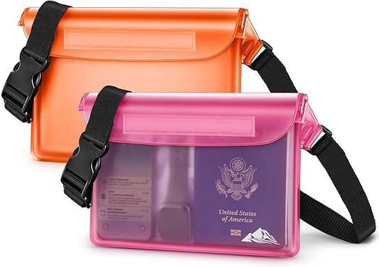 HEETA Waterproof Fanny Pack, Waterproof Pouch Dry Bag 2/3/4 Pack for Phone, Adjustable Waist Strap and Screen Touch Sensitive for Swimming Kayaking Boating Beach Fishing Diving Surfing Accessories