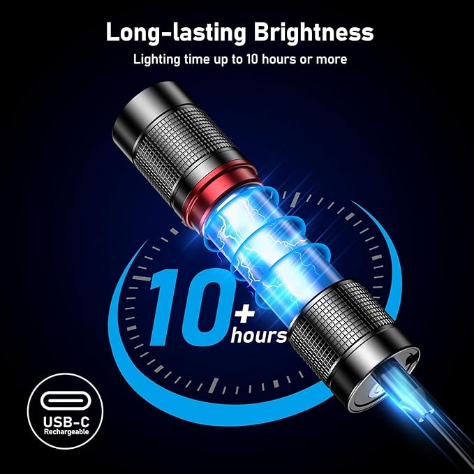 Blukar Flashlight Rechargeable, 2000L High Lumens Tactical Flashlight, Super Bright Small LED Flash Light- Zoomable, Adjustable Brightness, Long Lasting for Camping, Outdoors and Home Emergency