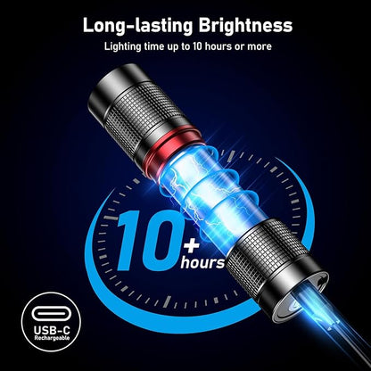 Blukar Flashlight Rechargeable, 2000L High Lumens Tactical Flashlight, Super Bright Small LED Flash Light- Zoomable, Adjustable Brightness, Long Lasting for Camping, Outdoors and Home Emergency