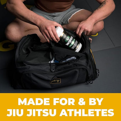 Gold BJJ Jiu Jitsu Duffle Bag - Waterproof Pocket for Sweaty Gi, Rashguard, or Shoes - The Perfect Duffel Bag for Martial Arts Gear, Boxing, MMA, and More
