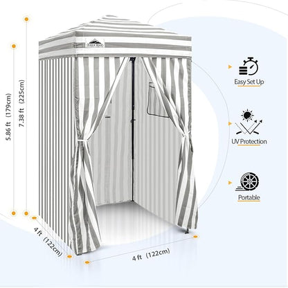 EAGLE PEAK Flex Ultra Compact 4x4 Pop-up Canopy, Sun Shelter, Changing Room, Portable Privacy Canopy Cabana for Pool, Fashion Photoshoots, or Camping, 4x4 ft, Gray/White