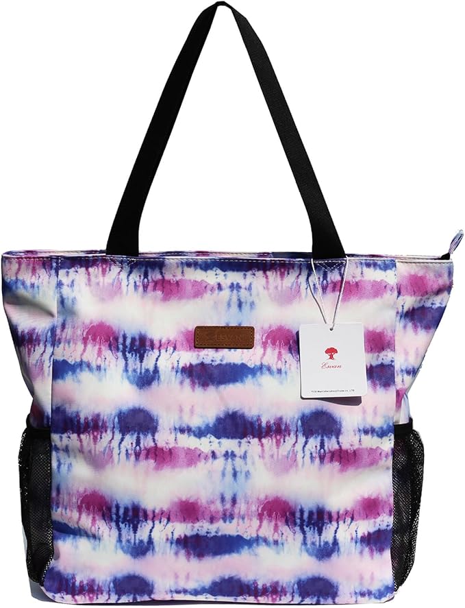 ESVAN Original Floral Water Resistant Large Tote Bag Shoulder Bag for Gym Beach Travel Daily Bags Upgraded