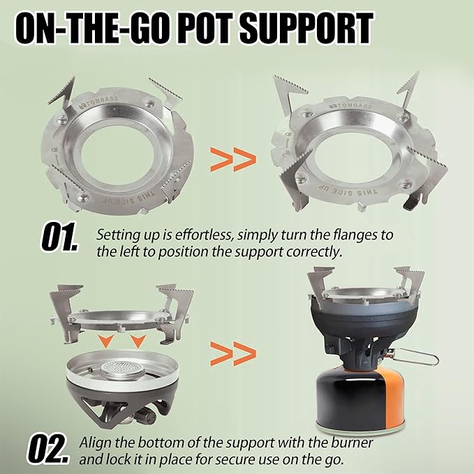 TonGass Camping Stoves Pot Support Compatible with Jetboil Stove Pot Support Stainless Steel Portable Camp Pot Stand for Jetboil Burner Replacement - Can Accommodate Up to 9" Skillets or 2L Cook Pots