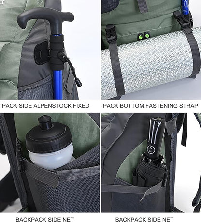 Bseash 50L Hiking Backpack, Water Resistant Lightweight Outdoor Sport Daypack Travel Bag for Camping Climbing Touring (Army Green - With Shoe Compartment)