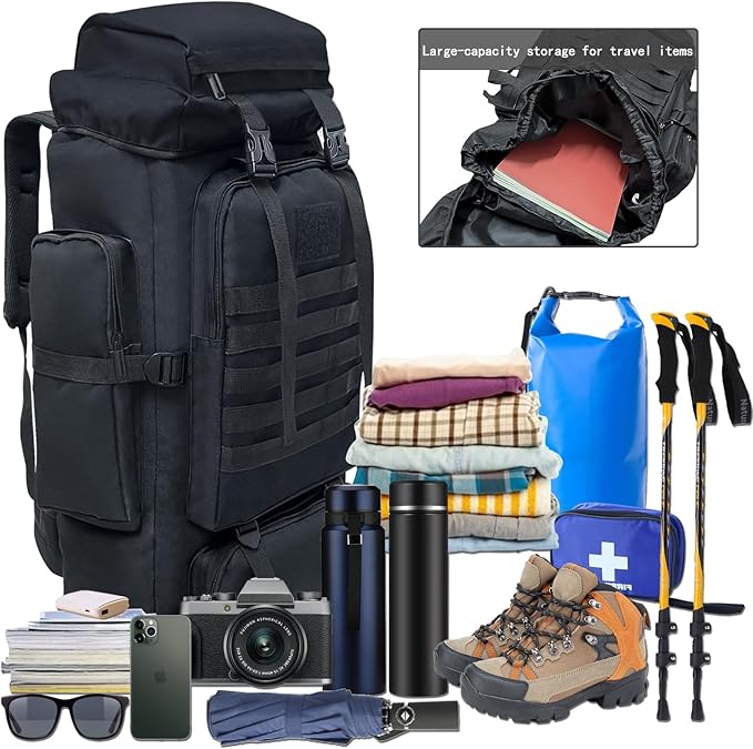80L 100 Liters Camping Hiking Military Tactical Backpack,Water Resistant Large Travel Daypacks Outdoor MOLLE Rucksack