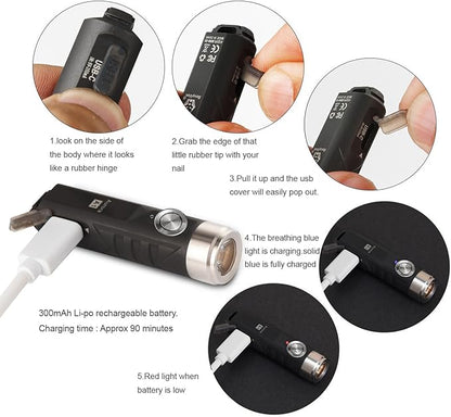 RovyVon A1 Gen 4 Rechargeable EDC Flashlight 650 Lumens Super Bright Outdoor Mini Keychain Flashlights for Everyday Carry, Camping (Black)