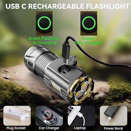 Mini LED Flashlight with Magnetic Base and Side Clip, 6 Modes, high Lumen, USB Rechargeable, IPX6 Waterproof, Best Small Flashlight for Camping, Repair and Emergencies