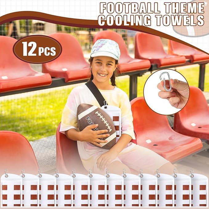 12 Pack Football Cooling Towels for Boys, Sports Towels with Bags, 40"x12" Breathable Chilly Towel, Microfiber Towel for Football Sport Team Gift