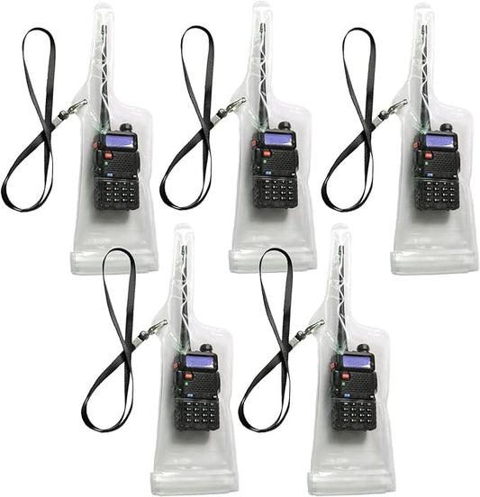 Lsgoodcare 5Pcs Portable Two Way Radio Waterproof Rainproof Bag Case Pouch White Compatible with Motorola Kenwood Midland UV 82 BF 888S UV-5R Walkie Talkie Radio