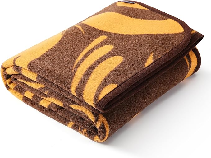 ACUSHLA Merino Wool Blanket - Soft Warm Thick Washable Large Throw Blanket for Camping Bed Couch Outdoor Travel All Weather, Rainforest Brown 79X63