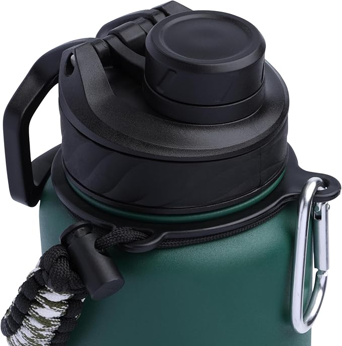 Zenith Chugger Stainless Steel Bottle with Carabiner, Compass, Signal Whistle, and Fire Starter - 40 Oz - Rosemary Powder Coat
