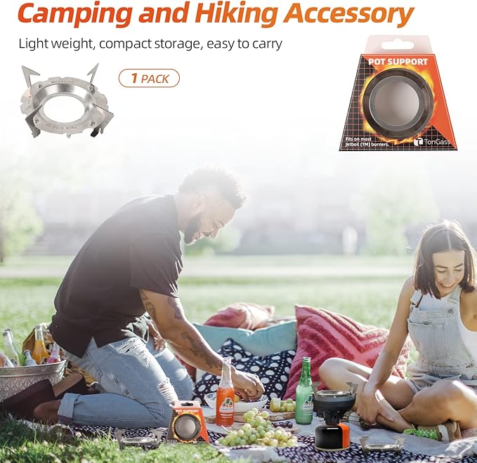 TonGass Camping Stoves Pot Support Compatible with Jetboil Stove Pot Support Stainless Steel Portable Camp Pot Stand for Jetboil Burner Replacement - Can Accommodate Up to 9" Skillets or 2L Cook Pots