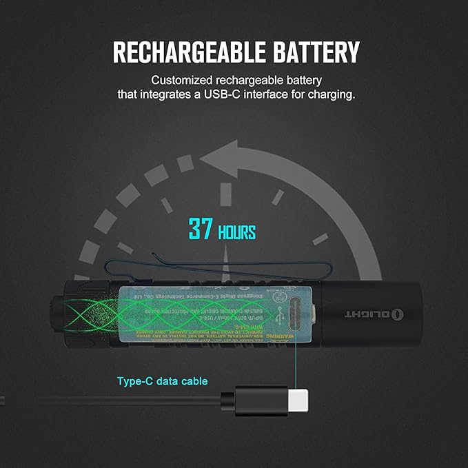 OLIGHT I5R EOS 350 Lumens Rechargeable Tail-Switch LED Flashlight Powered by USB Rechargeable Battery, Slim EDC Pocket Flashlight for Camping, Outdoor, and Emergency (Black)
