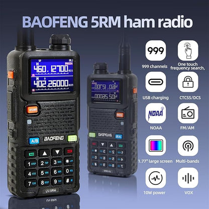 BAOFENG UV-5RM Radio, 5RM 8W Ham Radio Handheld Long Range, 999 Channels, USB-C Charging, Two Way Radio with 2500mAH Battery