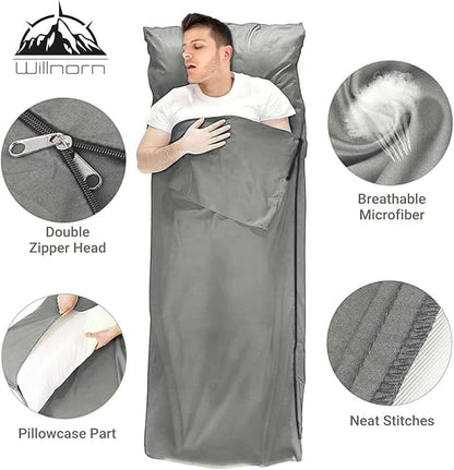Sleeping Bag Liner,Travel Sheets & Adult Sleep Sack for Backpacking,Hotels & Hostels,Lightweight Single Camping Sleeping Bag Liners for Travel