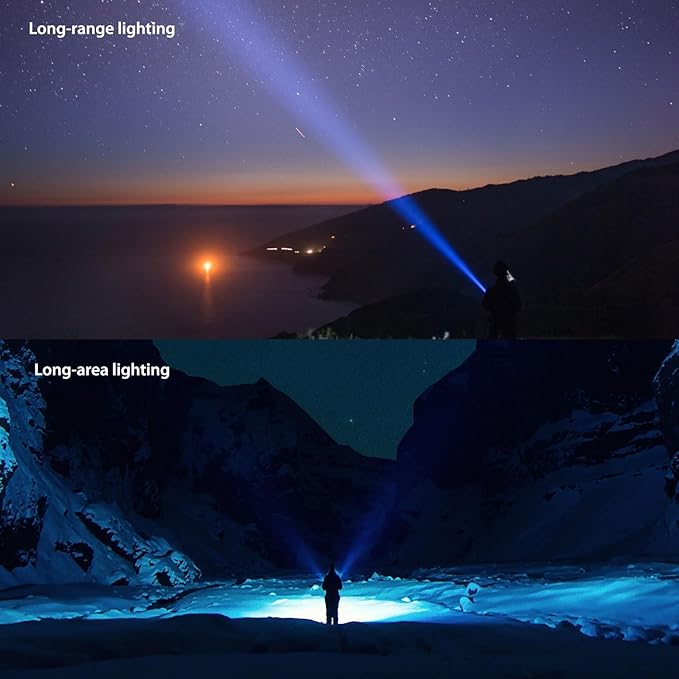 Rechargeable Led Flashlights High Lumens, 250000 Lumens Super Bright Tactical Flashlight, Handheld Powerful Flashlights for Emergencies, Camping, Hiking