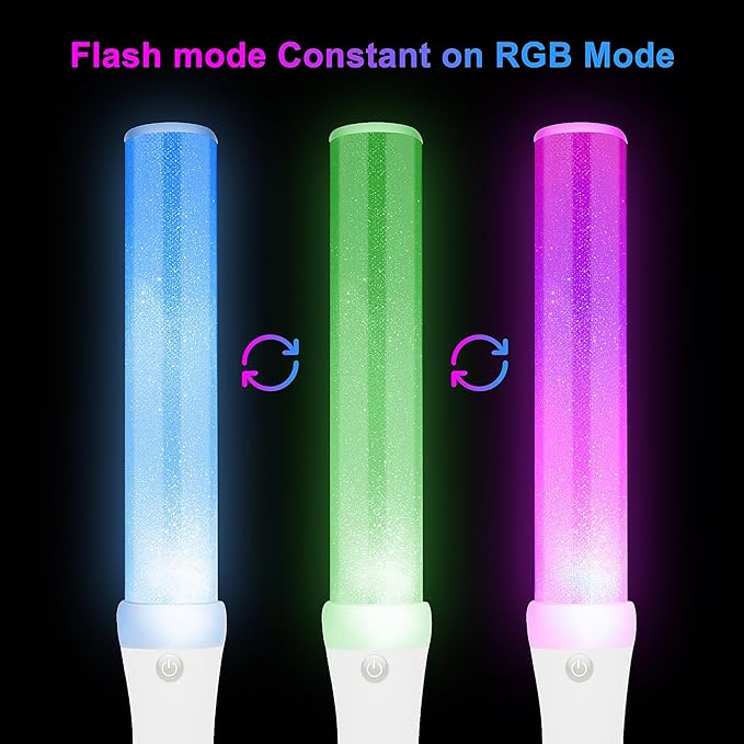 12PCS Glow Sticks Bulk, LED Light Stick with Remote Control, 3 Flashing Modes, 13 Changeable Colors, Batteries Included - Ideal for Wedding, Raves, Concerts, Parties, Camping and Sporting Events