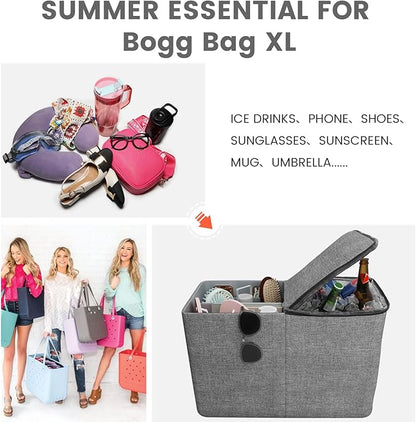 Cooler Organizer for Bogg Bag Accessories for Bogg Bags X Large Original Polyester Ice Chest with Divider Tray Portable Floating Cooler Leak-Proof with Zipper