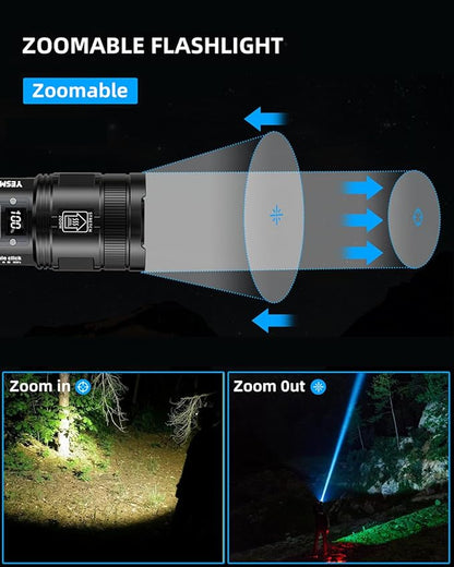 Flashlights High Lumens Rechargeable,Super Bright Flashlight with Tail COB Work Light,Zoom,8 Modes,1.5 Pounds Mid-Size Powerful Tactical Flashlights for Emergencies Camping