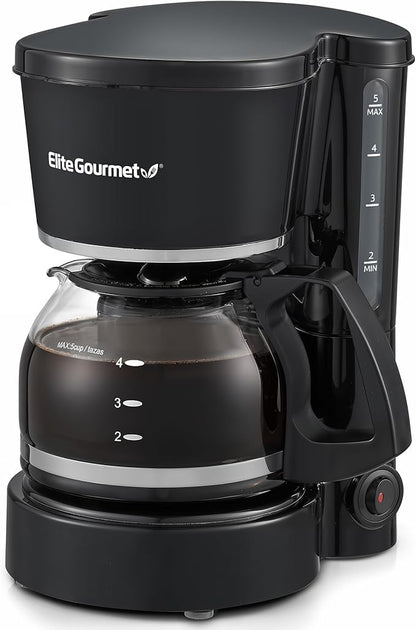 Elite Gourmet EHC-5055 Automatic 5-Cup Brew & Drip Coffee Maker with Pause N Serve Reusable Filter, On/Off Switch, Water Level Indicator